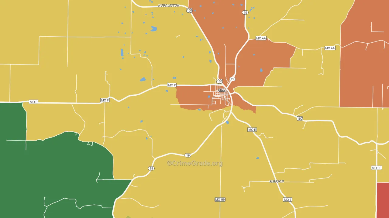 Alton, MO Map of Theft Rates
