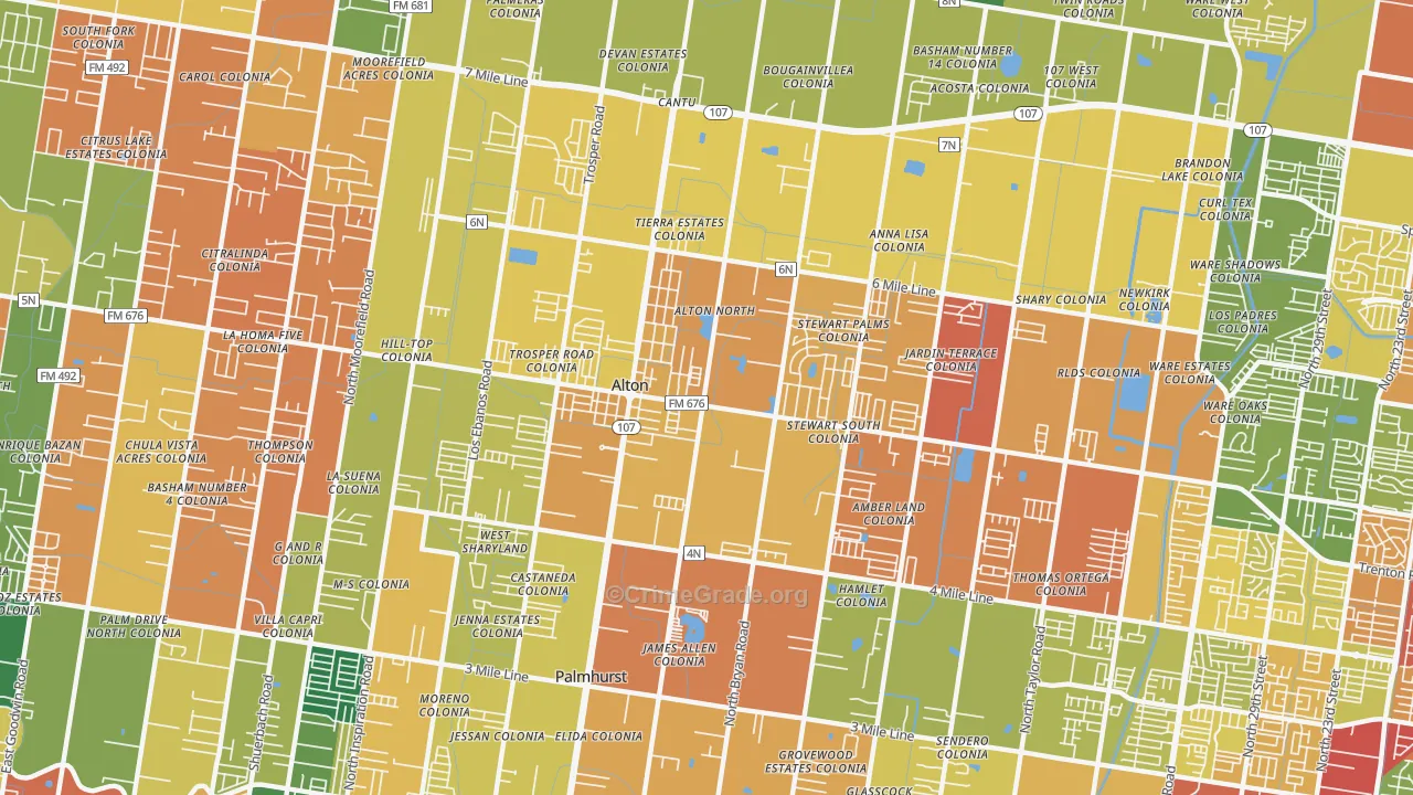 Alton, TX Map of Theft Rates