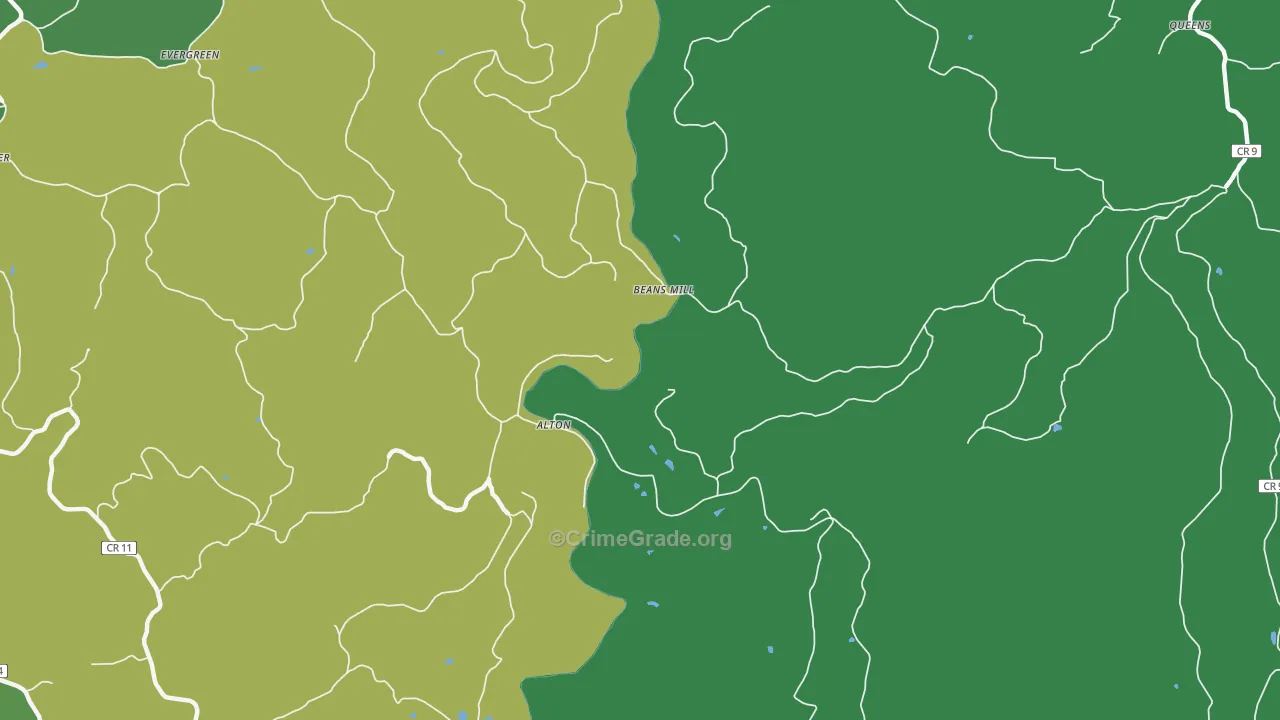 Alton, WV Map of Theft Rates