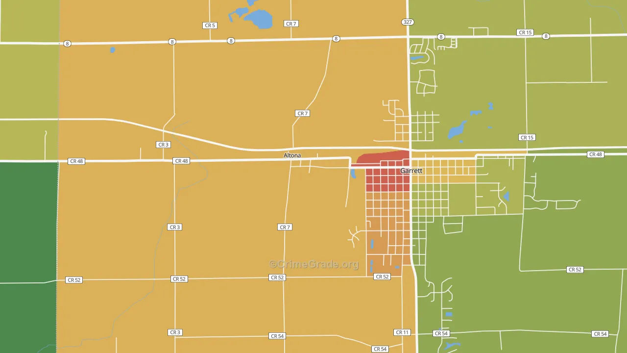 Altona, IN Map of Theft Rates