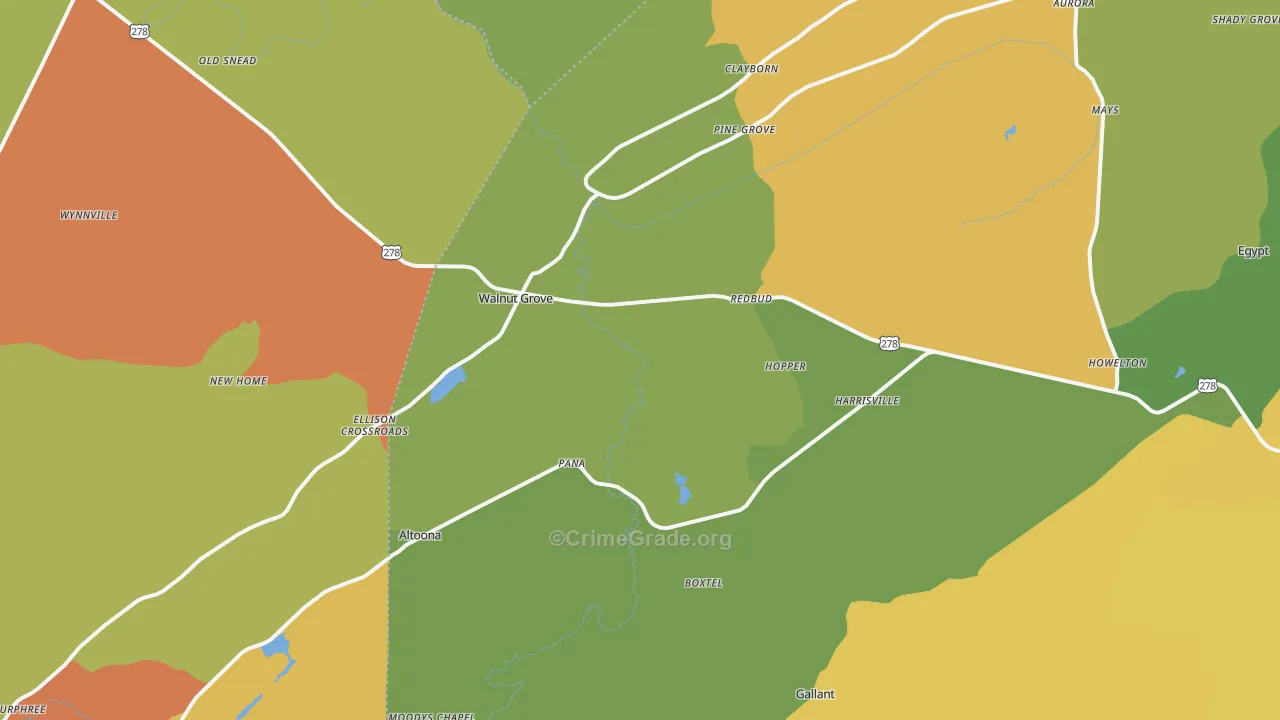 Altoona, AL Map of Theft Rates
