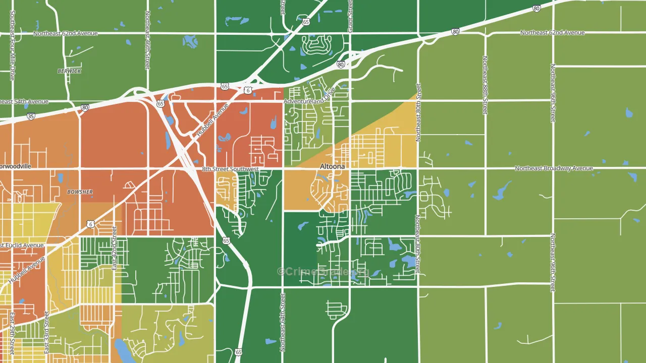 Altoona, IA Map of Theft Rates