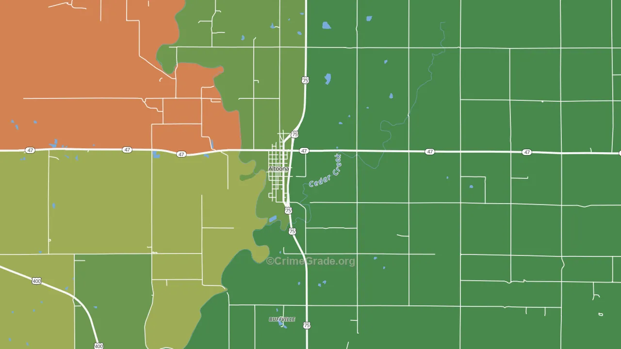 Altoona, KS Map of Theft Rates