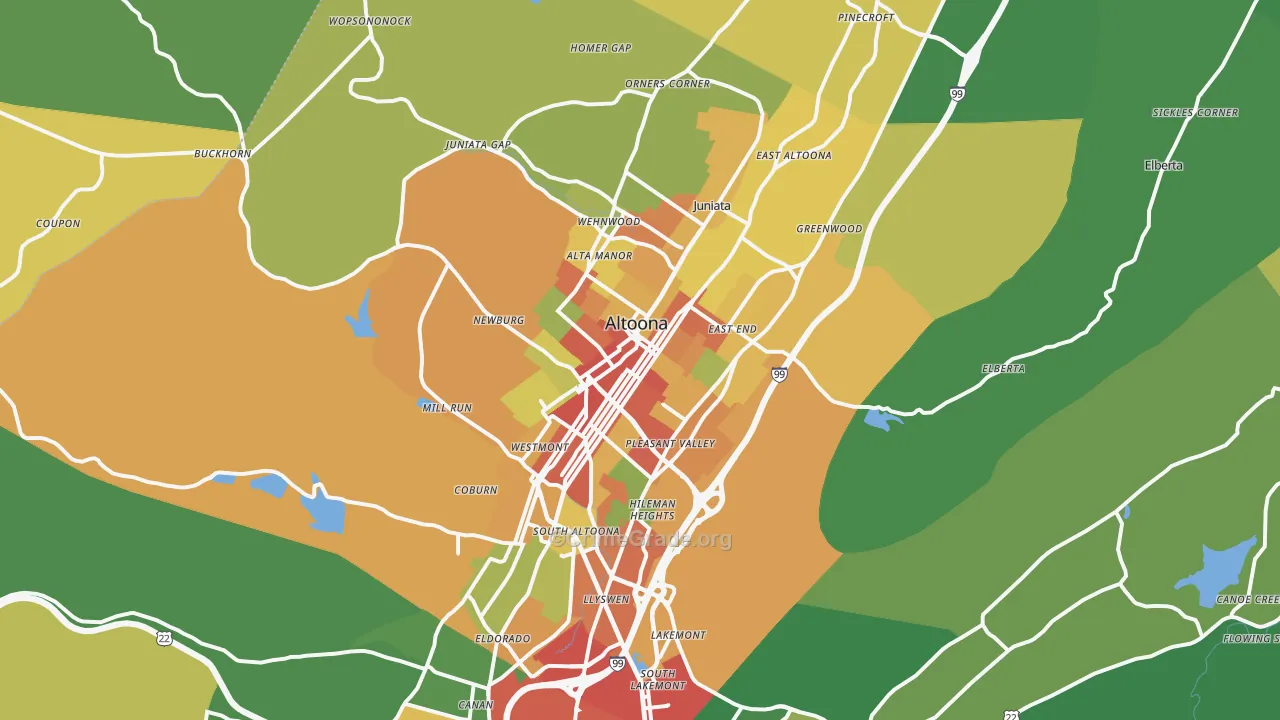 Altoona, PA Map of Theft Rates