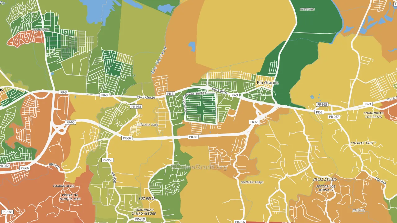 Alturas de Rio Grande, Rio Grande, PR Map of Theft Rates