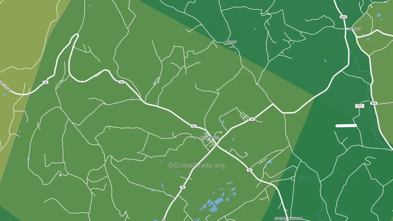 Alum Bank, PA Map of Theft Rates