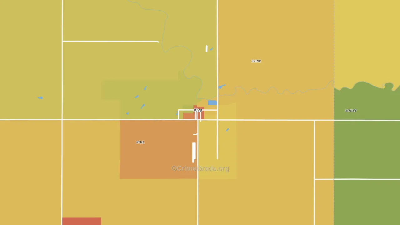 Alva, OK Map of Theft Rates