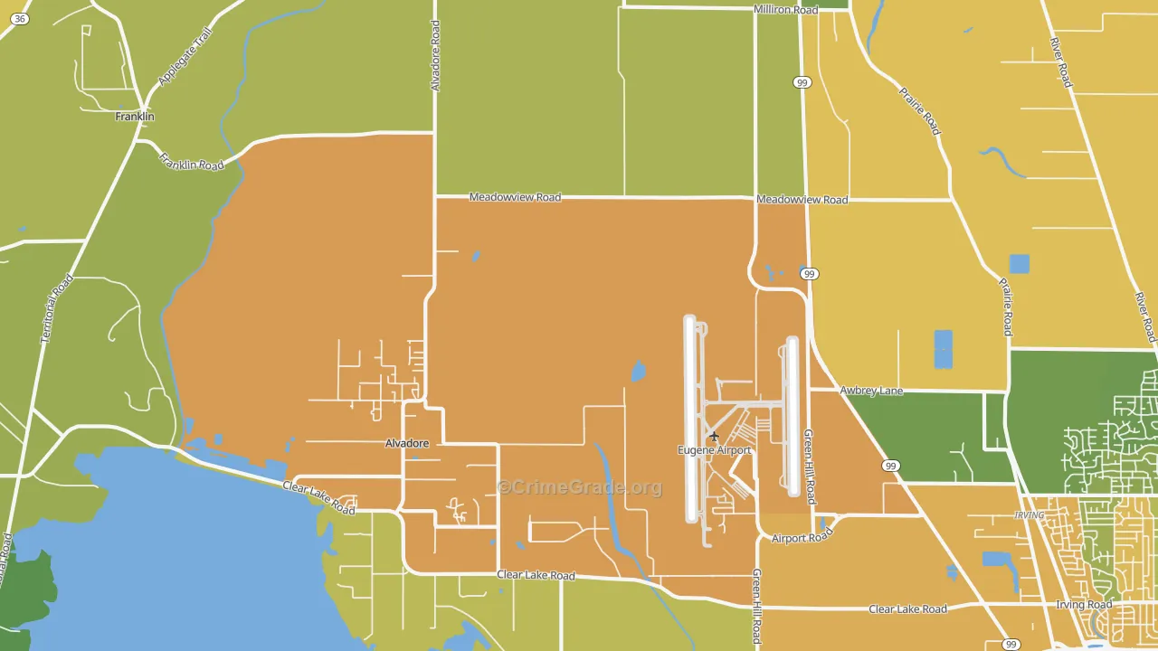 Alvadore, OR Map of Theft Rates