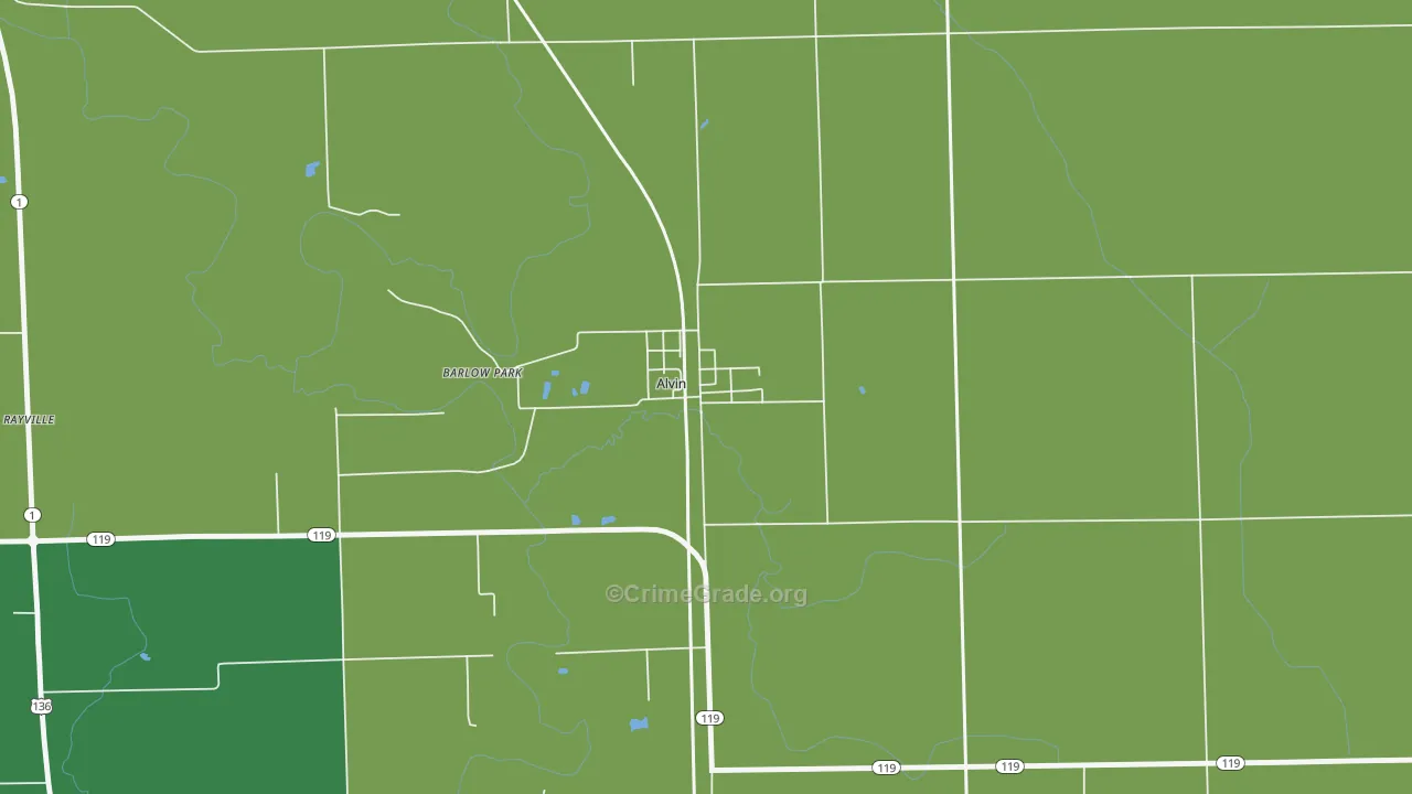 Alvan, IL Map of Theft Rates