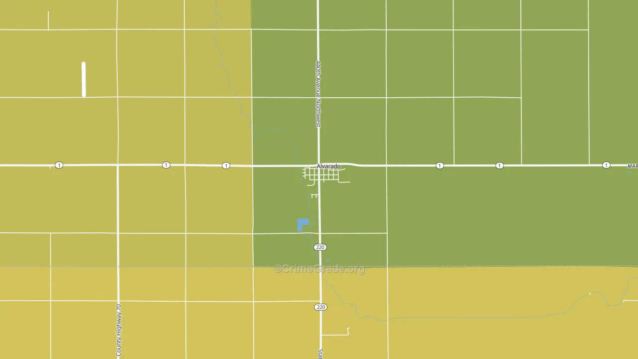 Alvarado, MN Map of Theft Rates