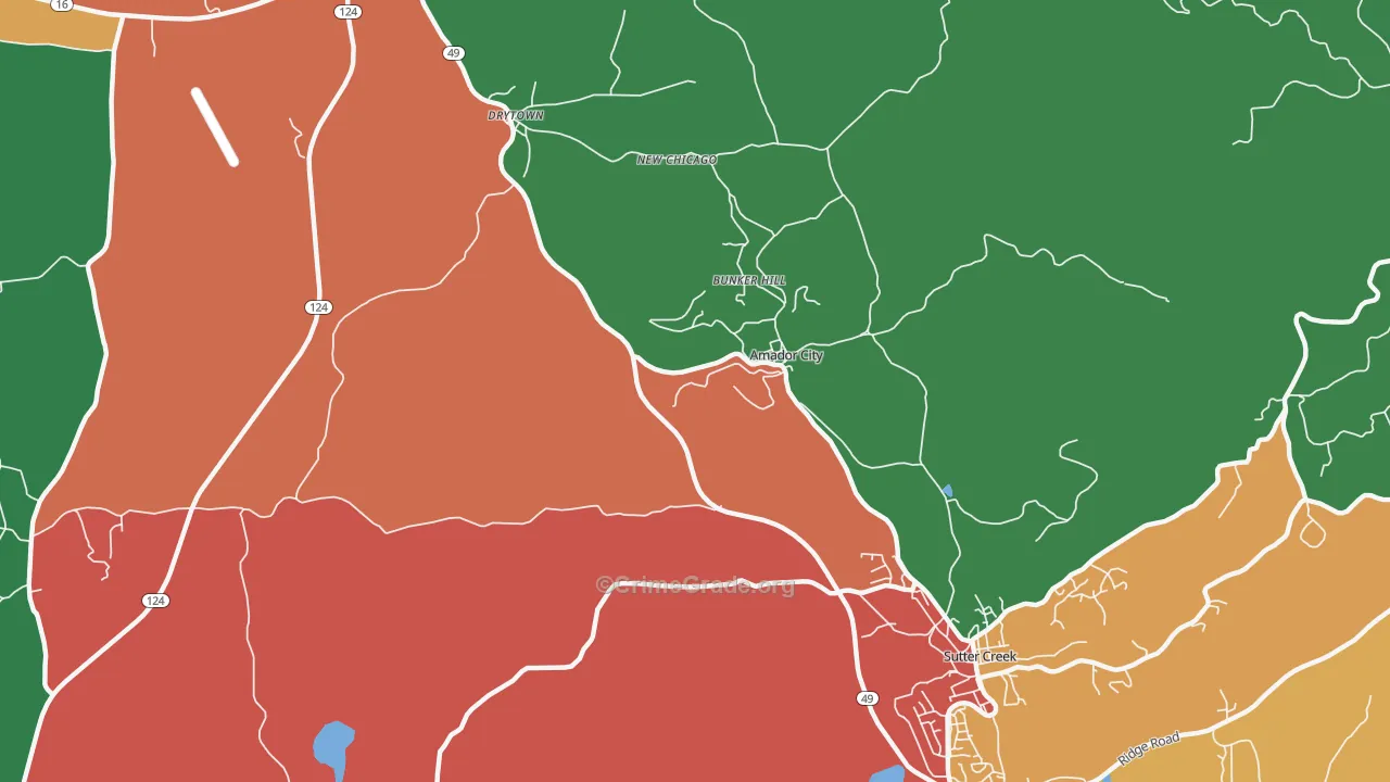 Amador City, CA Map of Theft Rates