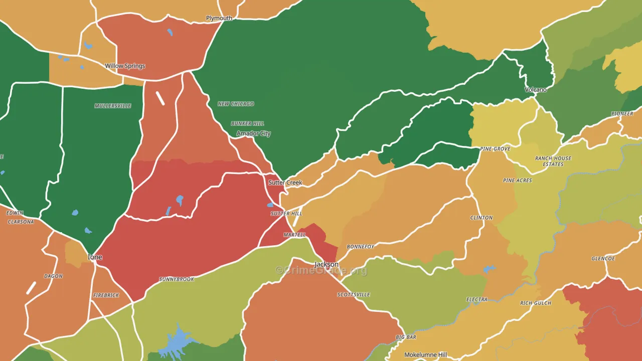 Amador County, CA Map of Theft Rates