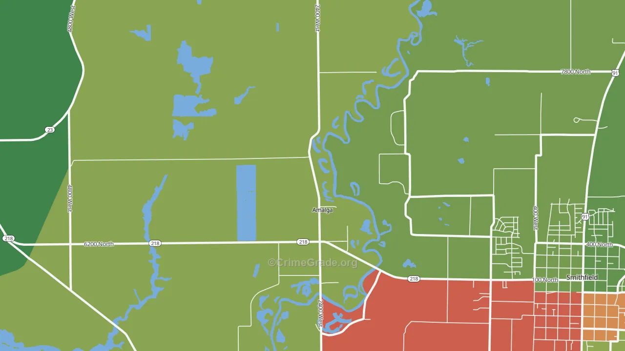 Amalga, UT Map of Theft Rates