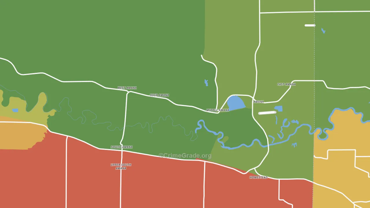 Amana, IA Map of Theft Rates