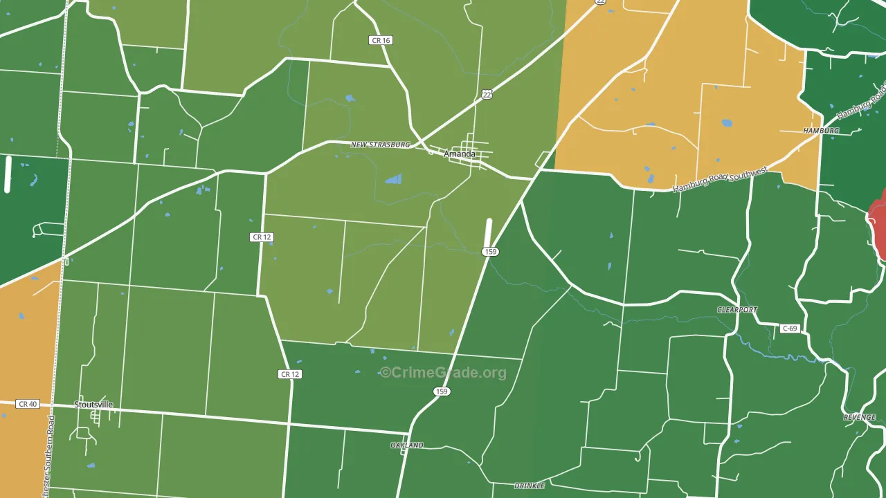Amanda, OH Map of Theft Rates