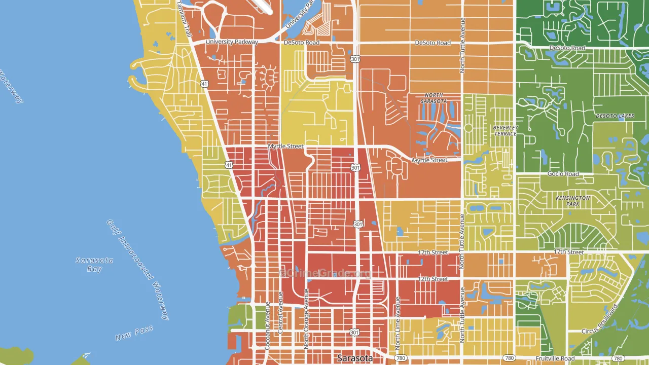 Amaryllis Park, Sarasota, FL Map of Theft Rates