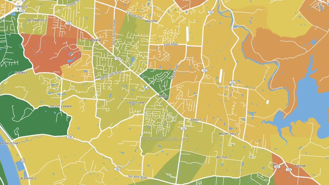 Amelia, OH Map of Theft Rates