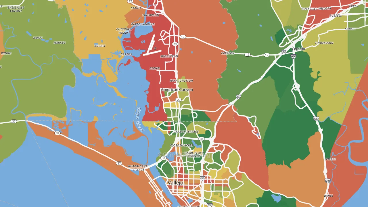 American Canyon, CA Map of Theft Rates