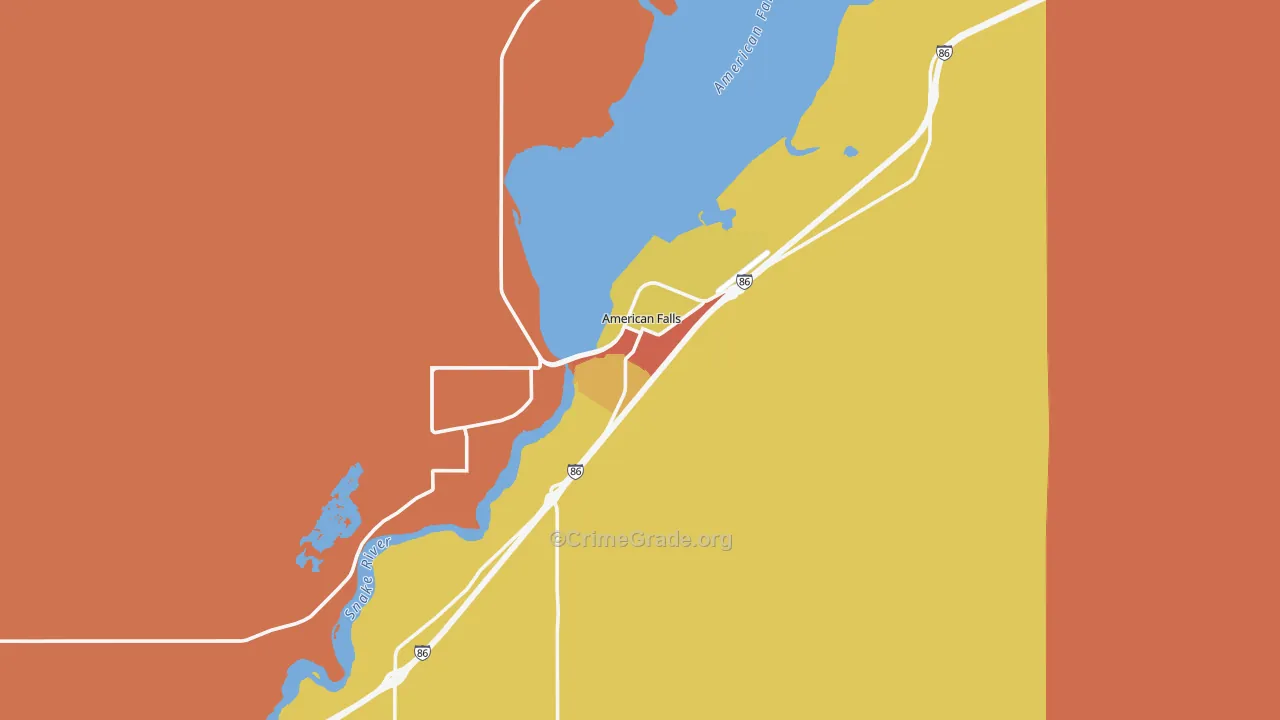 American Falls, ID Map of Theft Rates