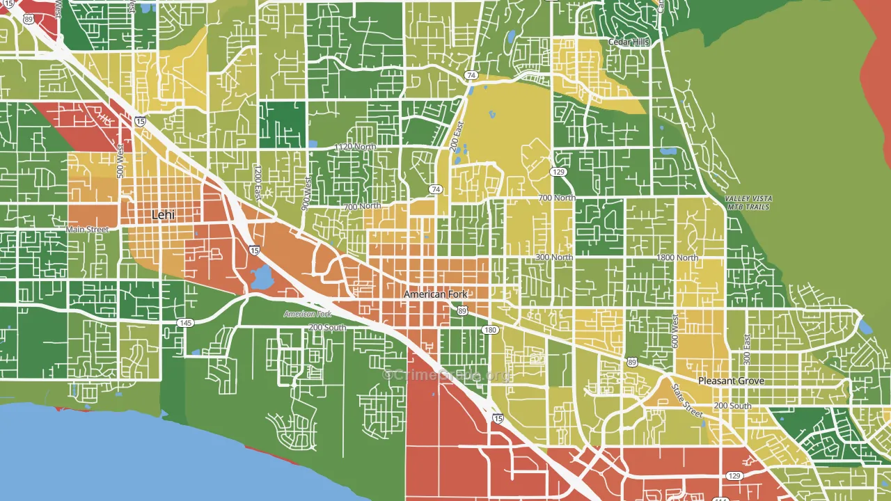 American Fork, UT Map of Theft Rates