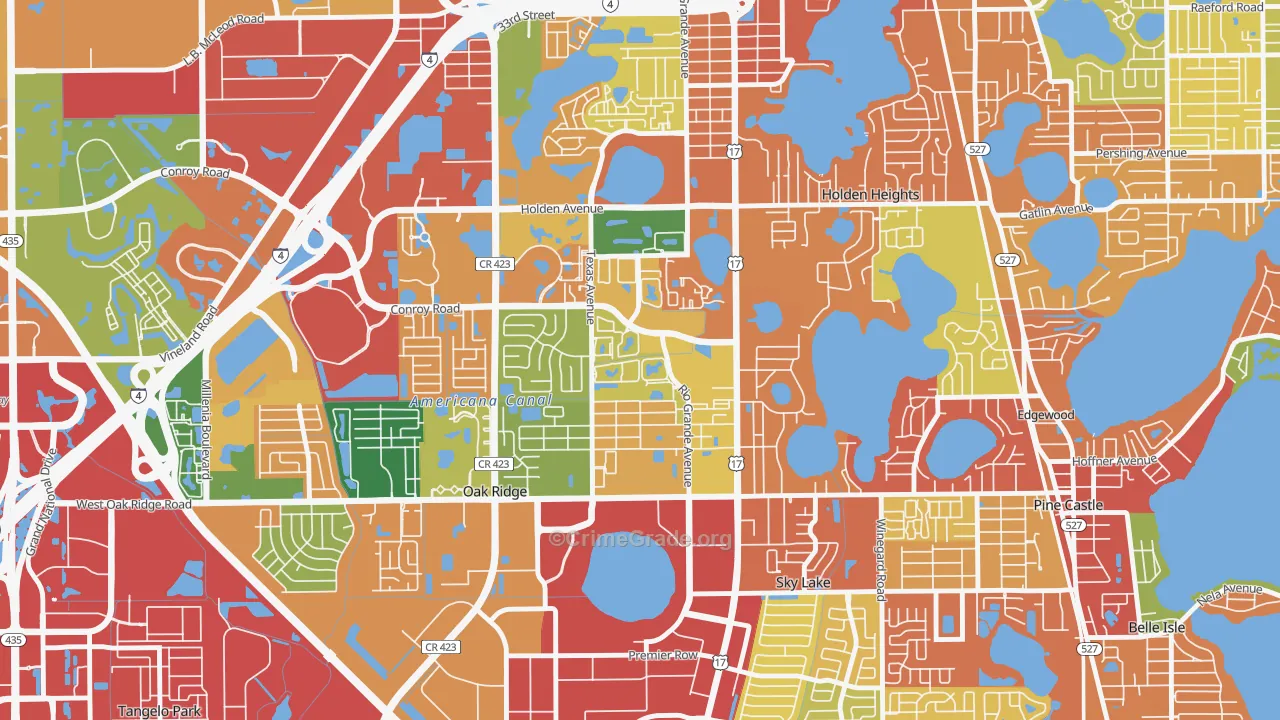 Americana, Oak Ridge, FL Map of Theft Rates