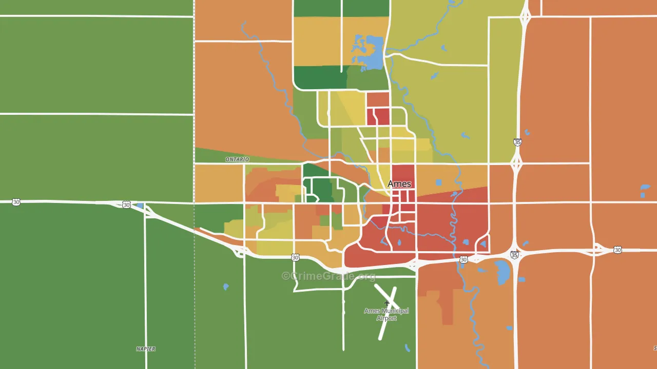 Ames, IA Map of Theft Rates