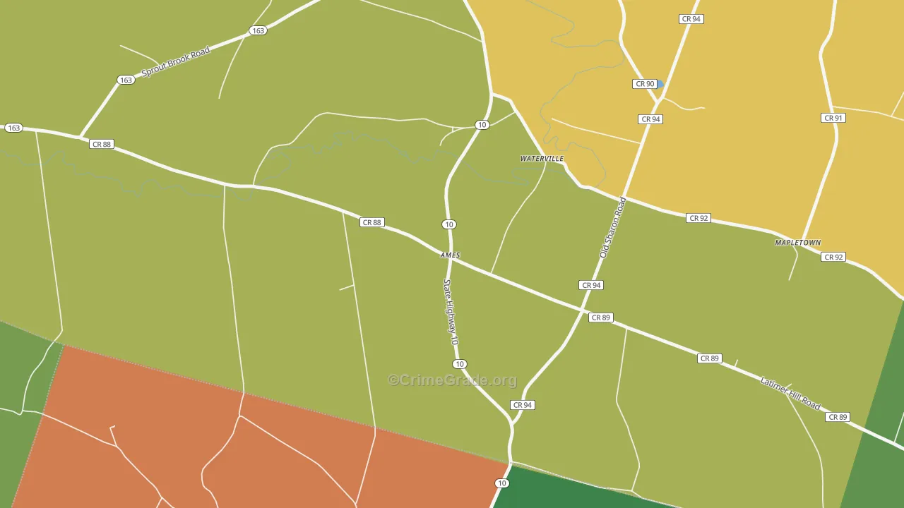 Ames, NY Map of Theft Rates