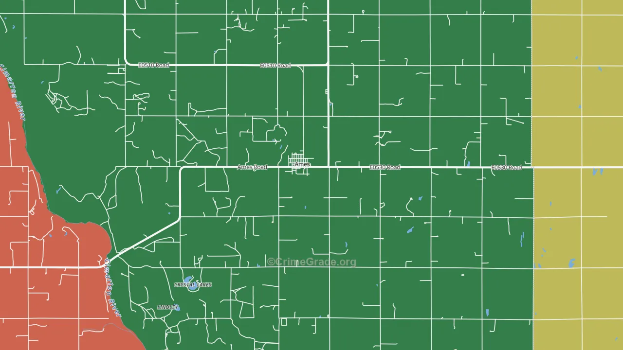 Ames, OK Map of Theft Rates