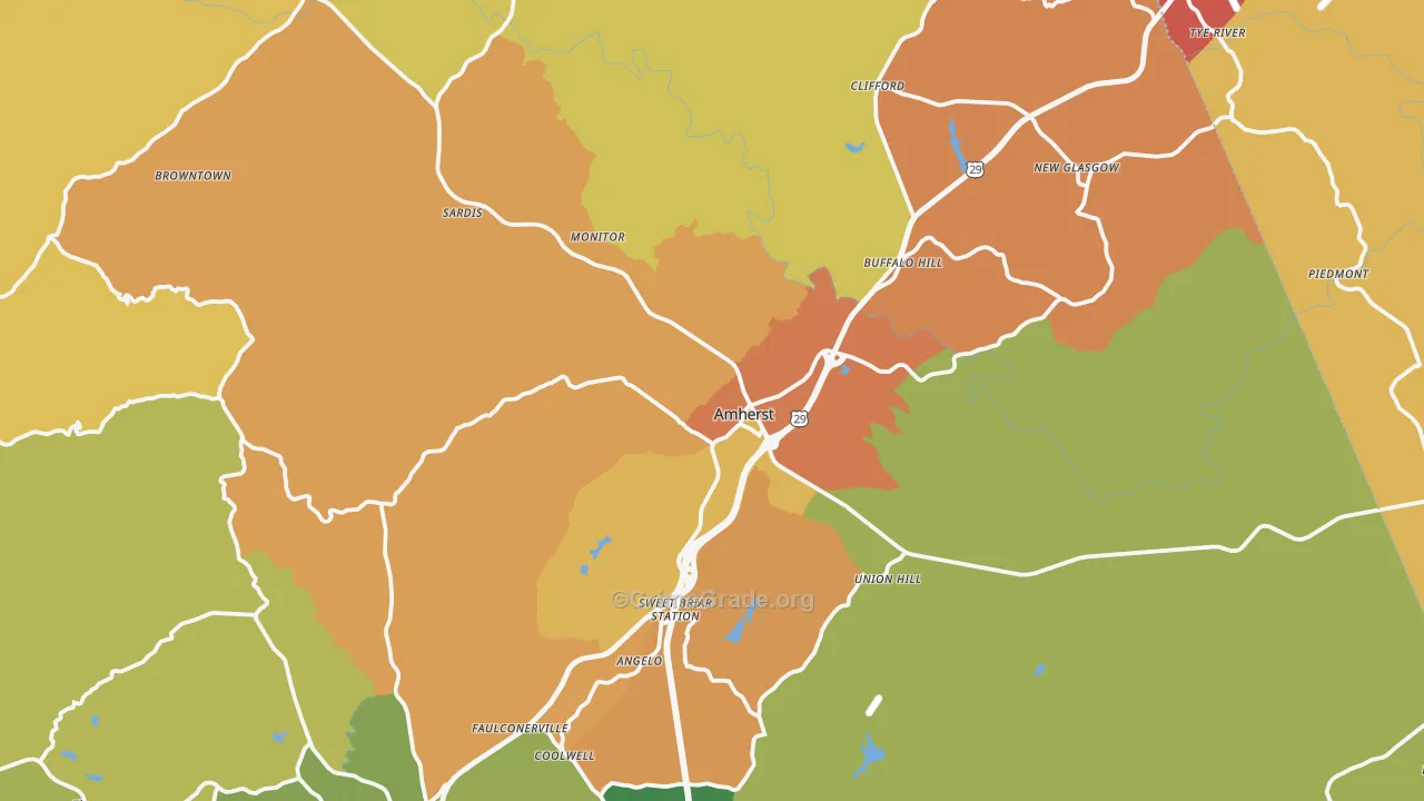 Amherst, VA Map of Theft Rates