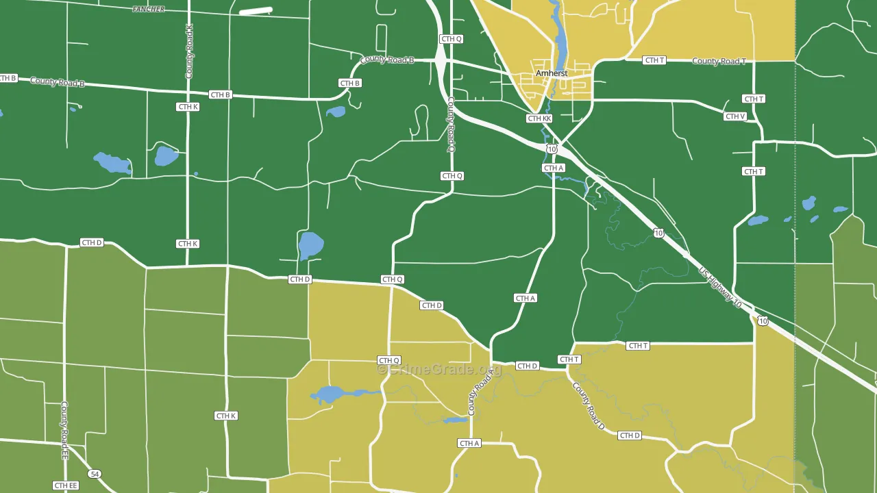 Amherst, WI Map of Theft Rates