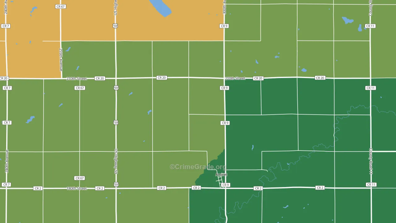 Amiret, MN Map of Theft Rates