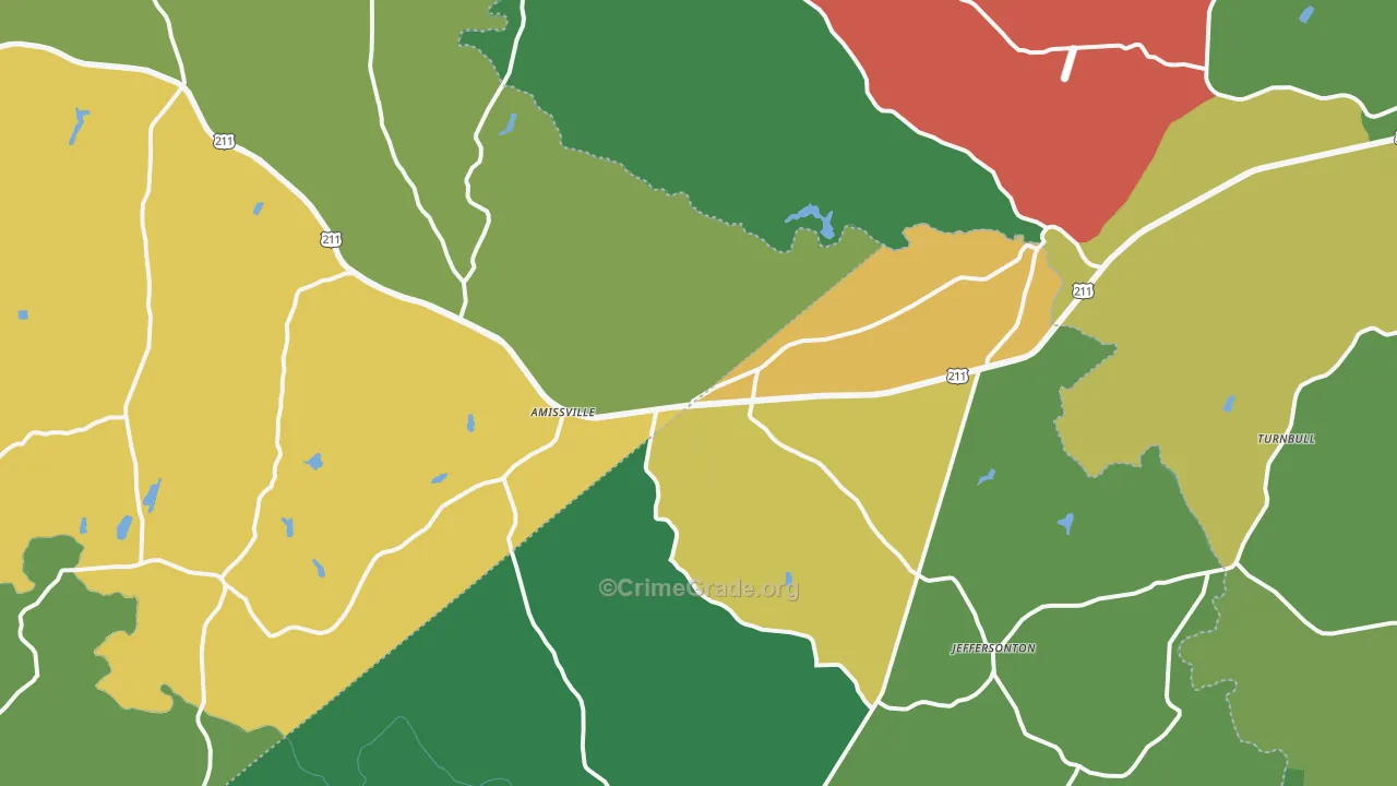 Amissville, VA Map of Theft Rates