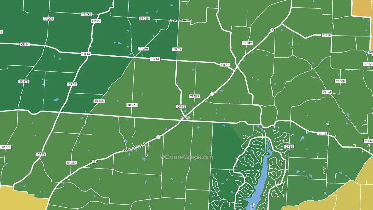 Amity, OH Map of Theft Rates