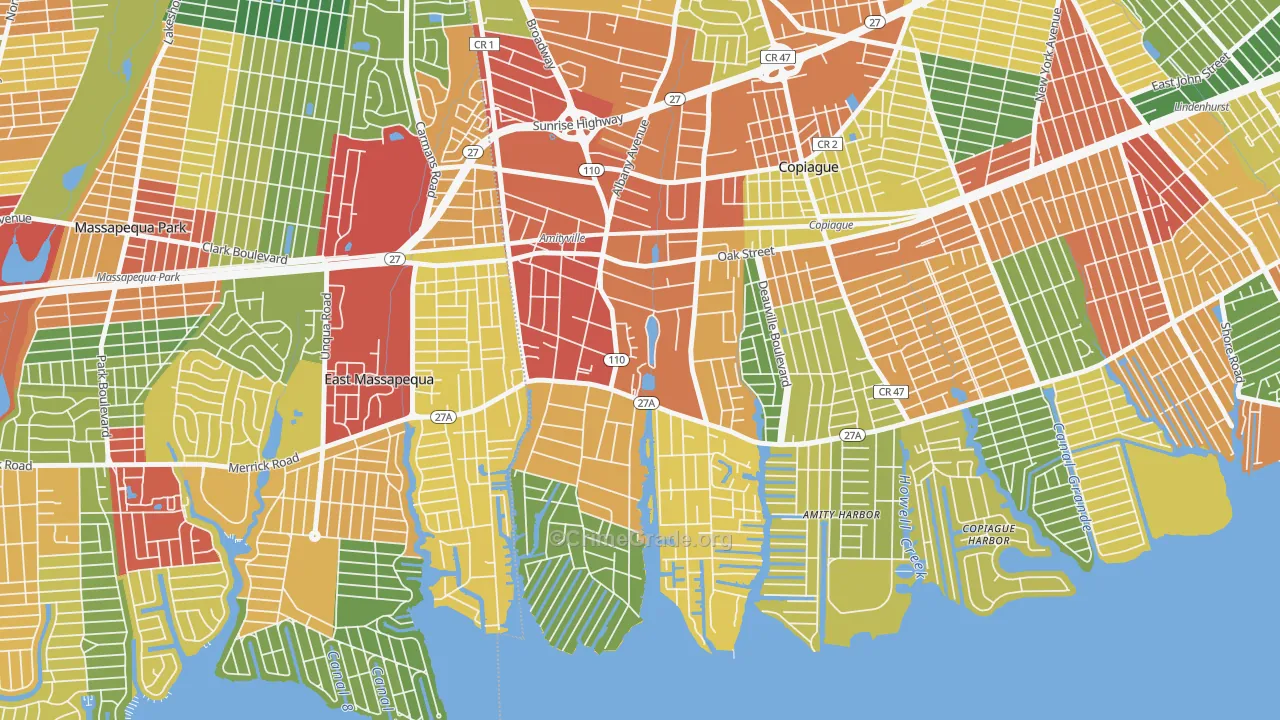 Amityville, NY Map of Theft Rates