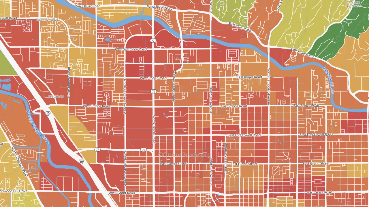 Amphi, Tucson, AZ Map of Theft Rates