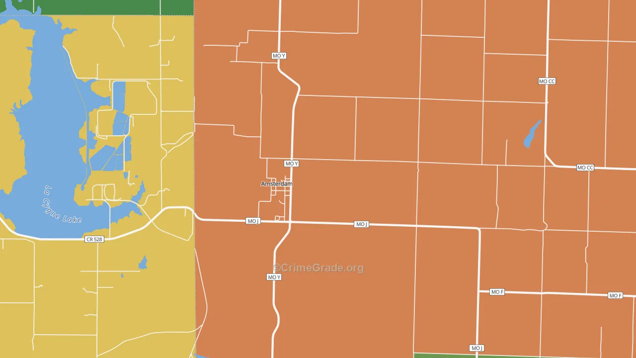 Amsterdam, MO Map of Theft Rates