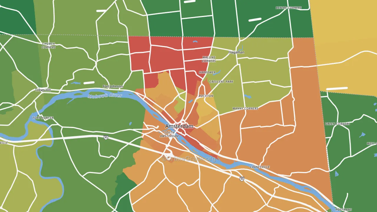 Amsterdam, NY Map of Theft Rates