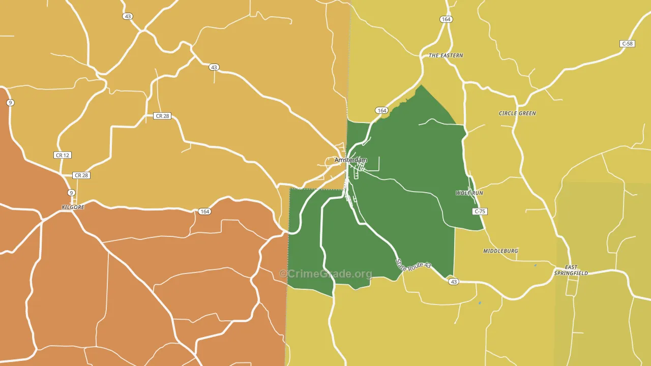 Amsterdam, OH Map of Theft Rates