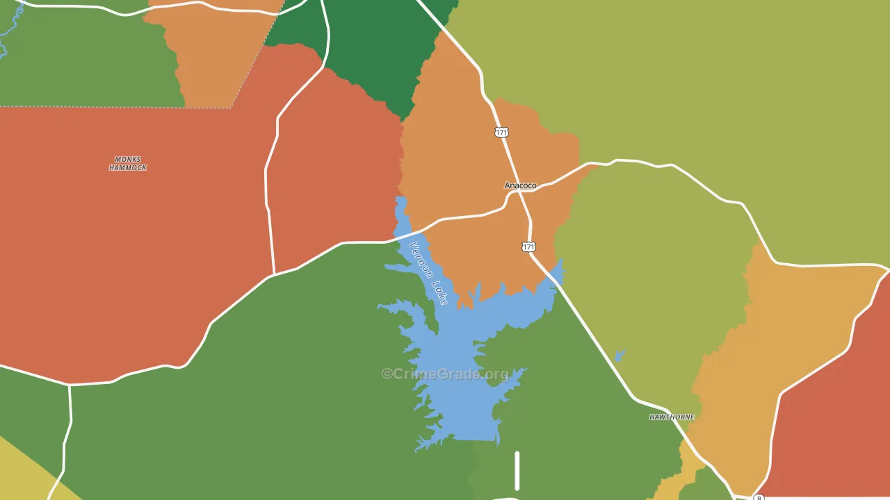 Anacoco, LA Map of Theft Rates