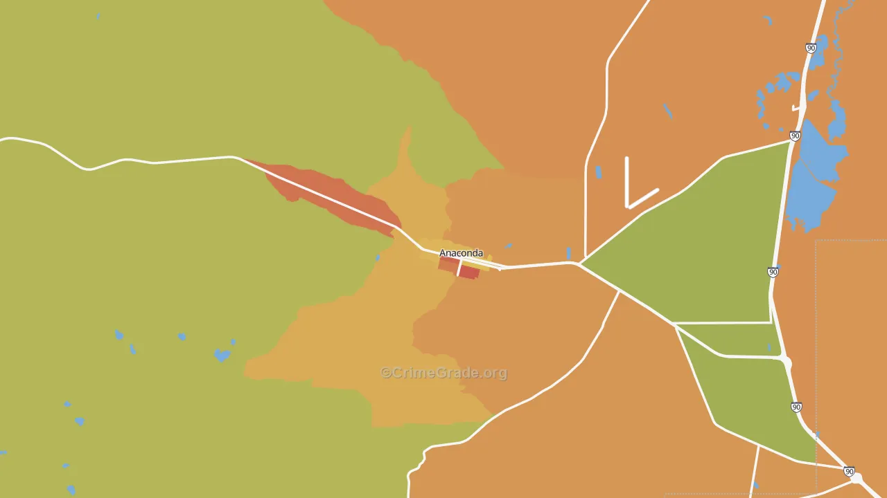 Anaconda, MT Map of Theft Rates