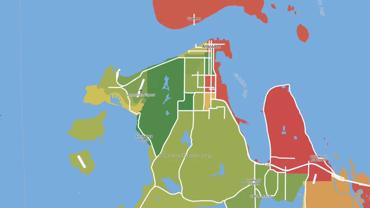 Anacortes, WA Map of Theft Rates