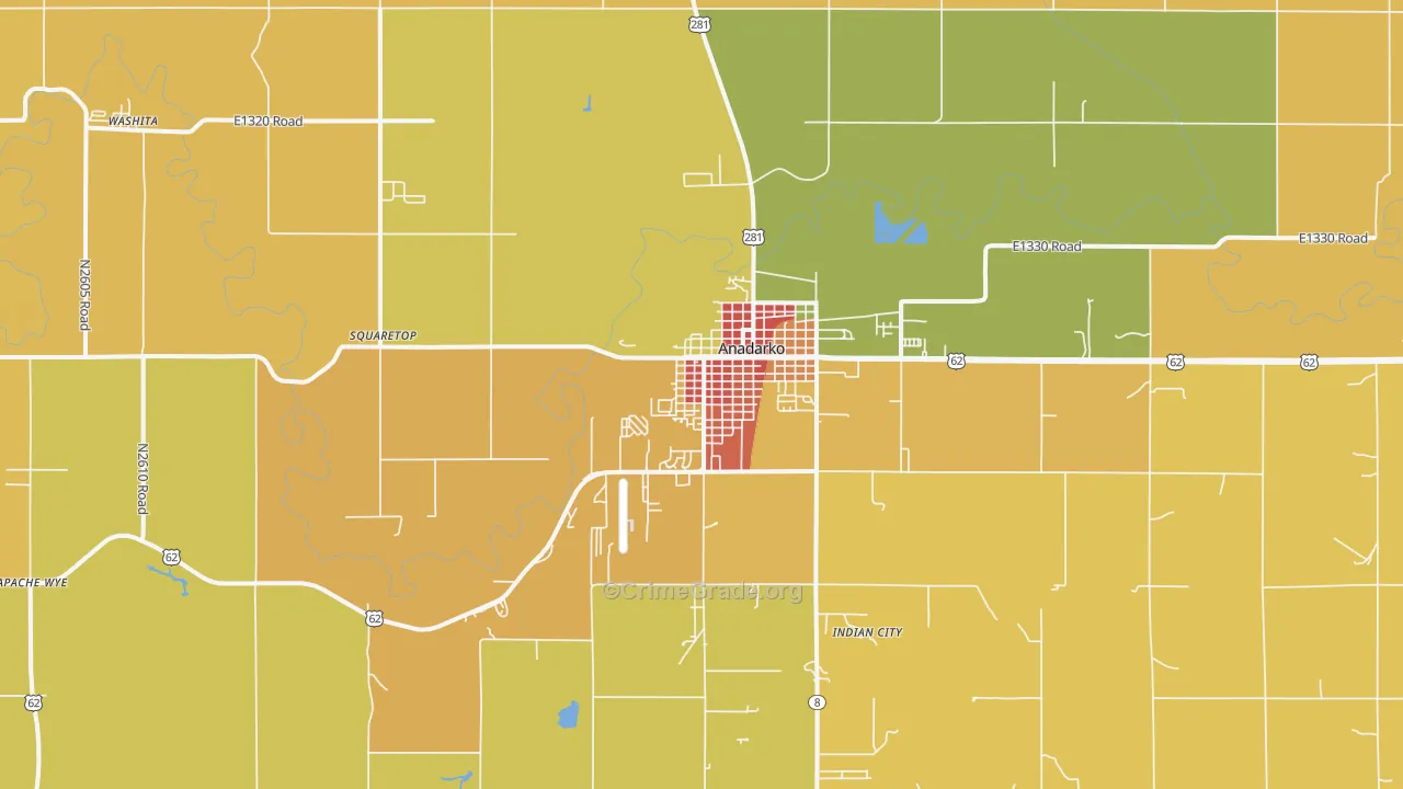 Anadarko, OK Map of Theft Rates