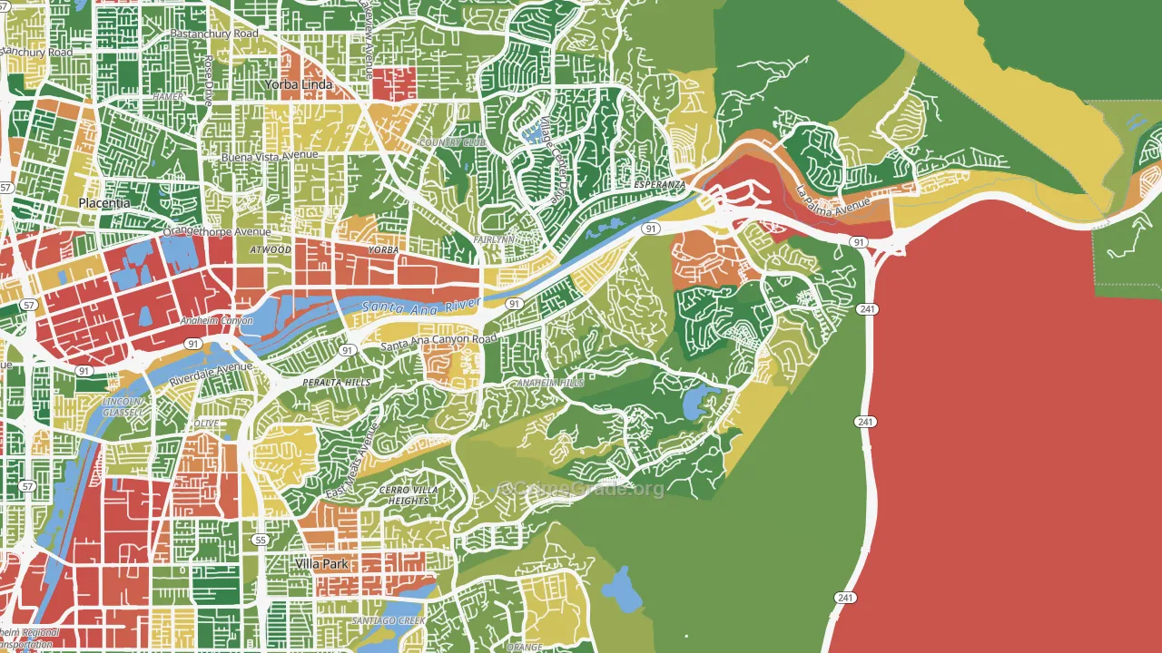 Anaheim Hills, Anaheim, CA Map of Theft Rates