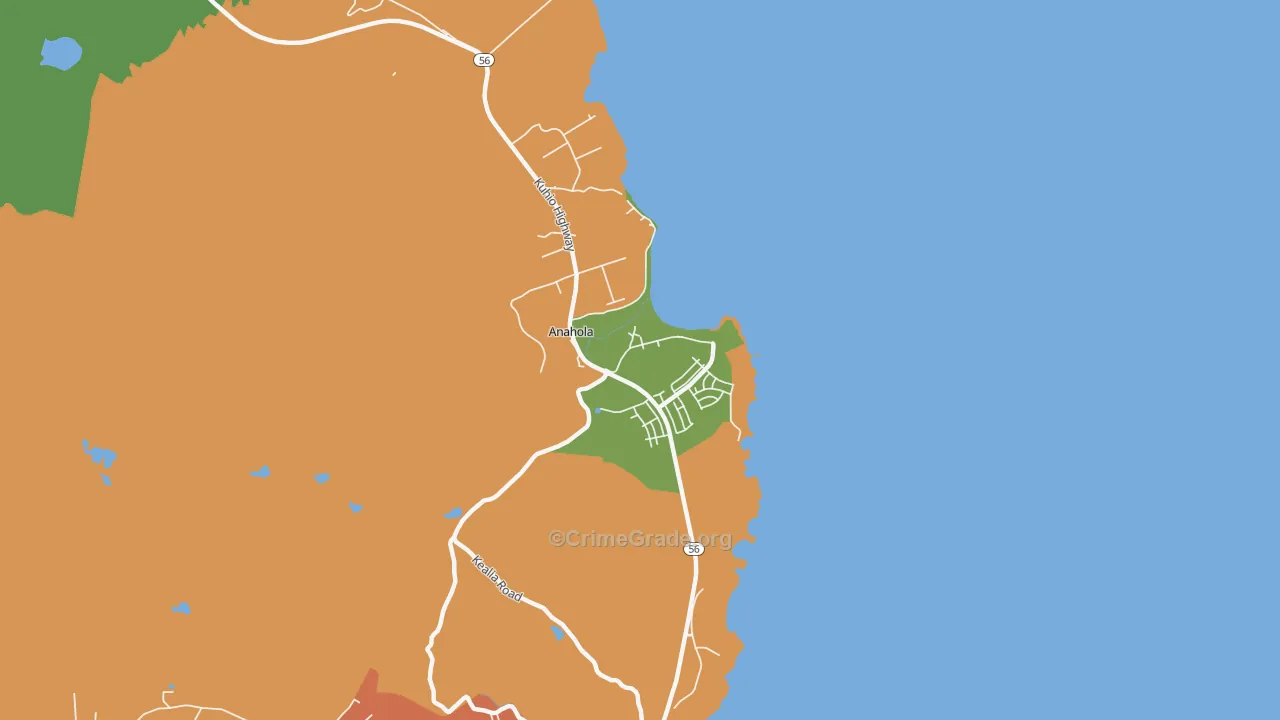 Anahola, HI Map of Theft Rates