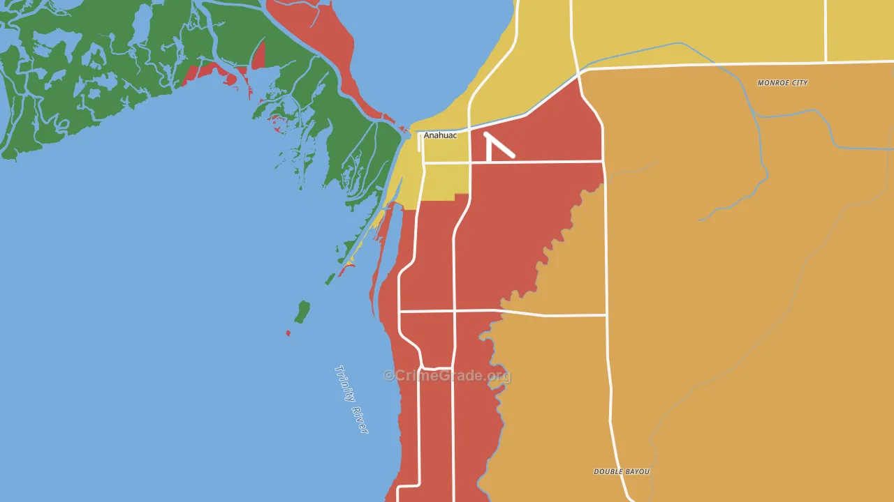 Anahuac, TX Map of Theft Rates