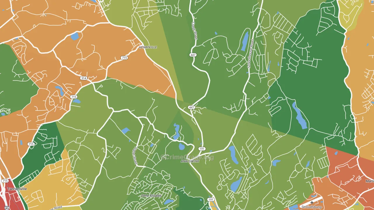 Analomink, PA Map of Theft Rates