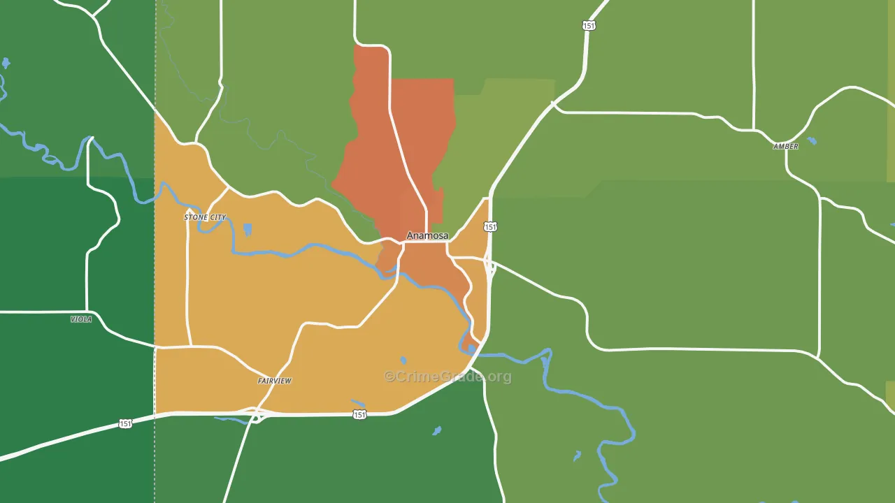 Anamosa, IA Map of Theft Rates