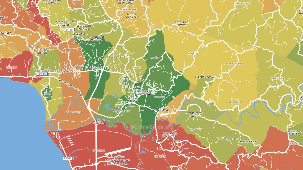 Anasco, PR Map of Theft Rates
