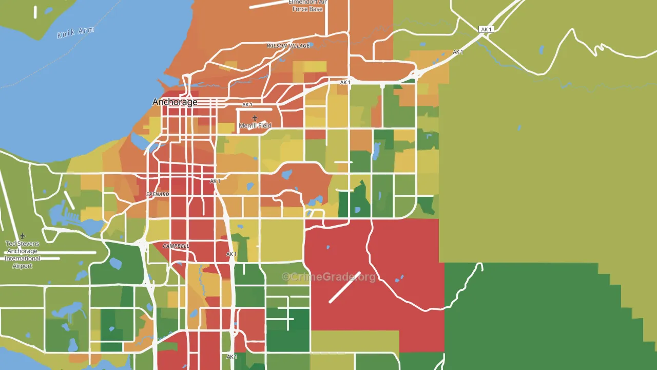Anchorage Municipality, AK Map of Theft Rates