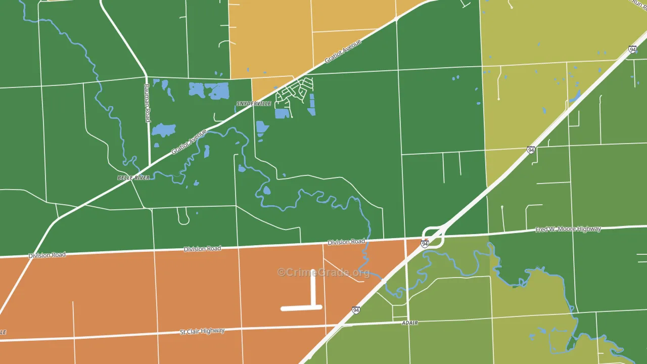 Anchorville, MI Map of Theft Rates